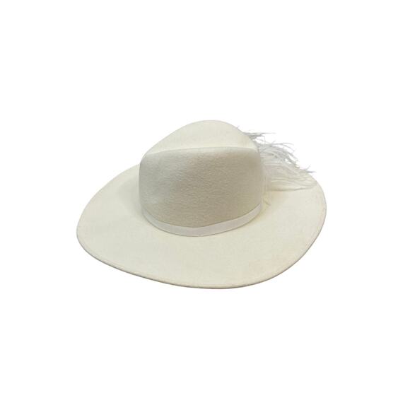 Gigi Burris Jeanne Ostrich Feather Fedora Hat Western Bridal Derby Old Money - Picture 6 of 9